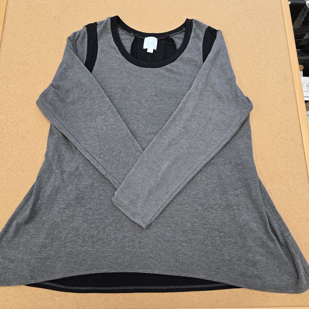 Sunday Linen Boxy Pullover Tunic Top shirt Gray & Black 2X (C44)